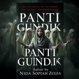 A terrifying cover for an Islamic horror book featuring a group of ghostly female dancers with haunting expressions