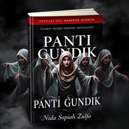 A terrifying cover for an Islamic horror book featuring a group of ghostly female dancers with haunting expressions