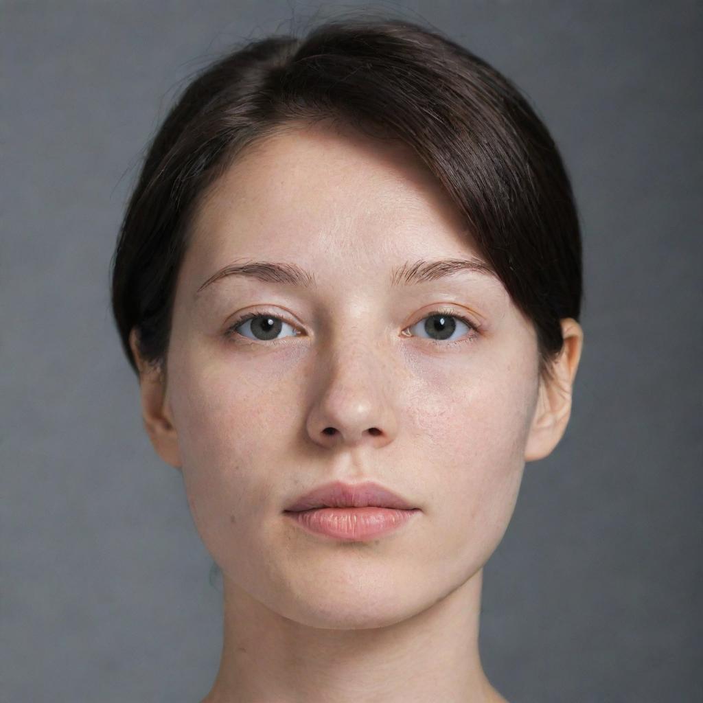 Integrate a minimalist human face, without eyes, nose, or mouth, into the previously generated 2D image.