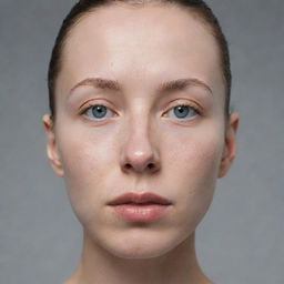 Integrate a minimalist human face, without eyes, nose, or mouth, into the previously generated 2D image.