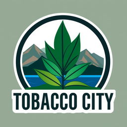 A logo representing the concept of "Tobacco City" with elements of mountains and the sea