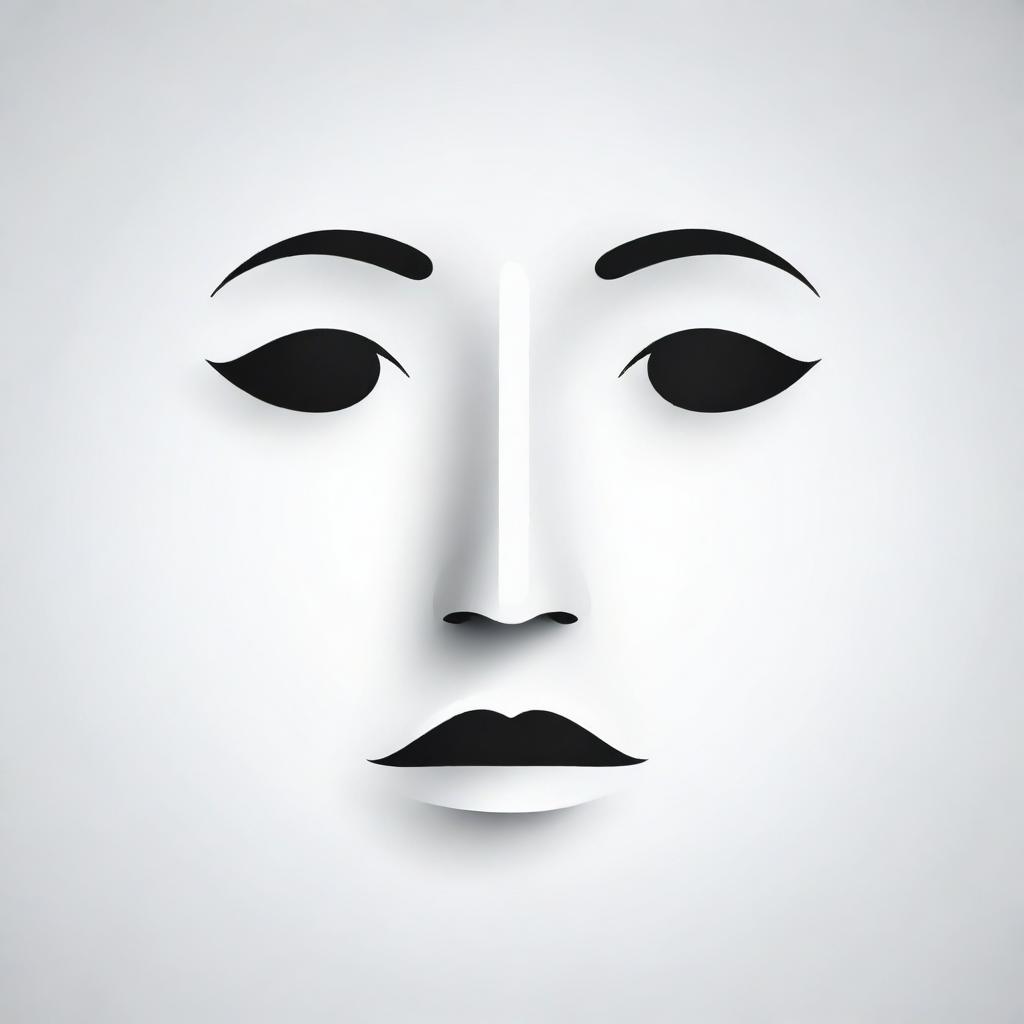 Design a 2D vector image showing a minimalist human face, lacking eyes, nose, and mouth, creating a sense of abstract mystery.