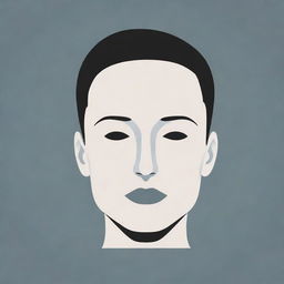 Create a 2D Illustrator-styled vector graphic portraying a minimalist human face without eyes, nose, and mouth, highlighting the pure structure of the head.