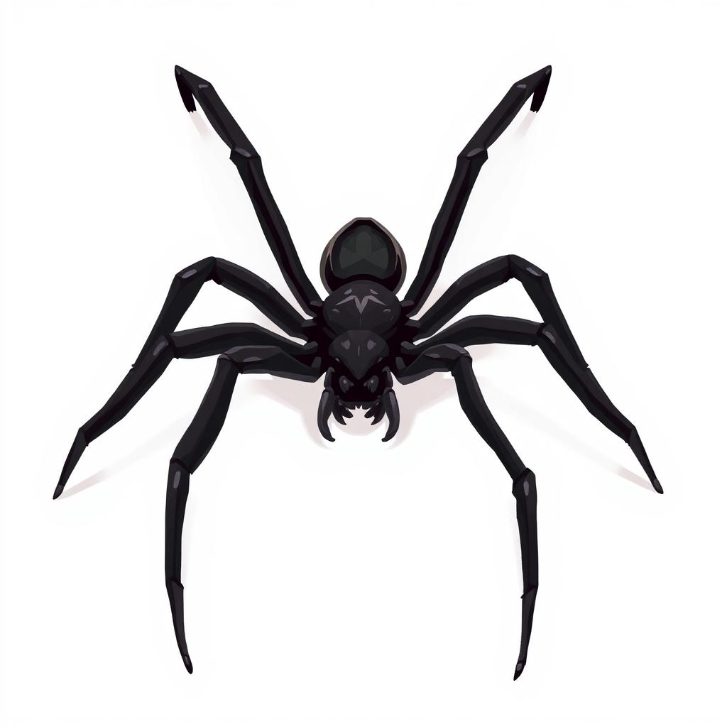 A 2D illustration of a black spider with exceptionally long legs