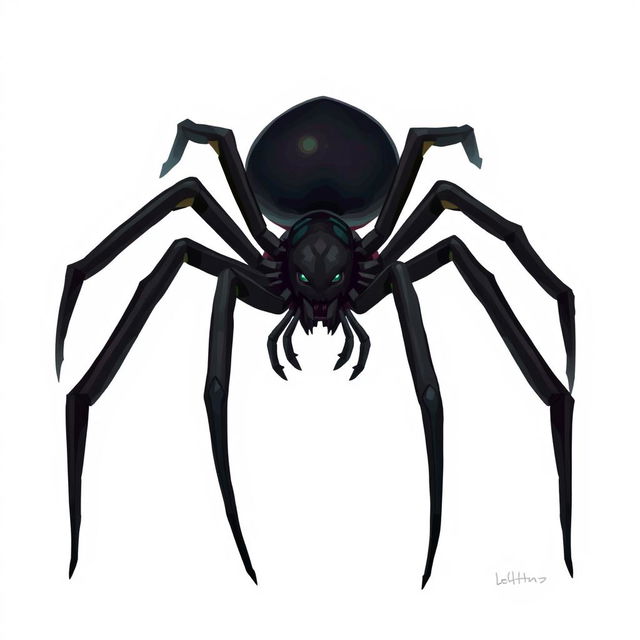 A 2D illustration of a black spider with exceptionally long legs