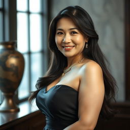 Portrait of a stunning Chinese woman between 45-50 years old