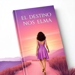 A romantic book cover featuring a couple under a magical lilac sunset sky with stars