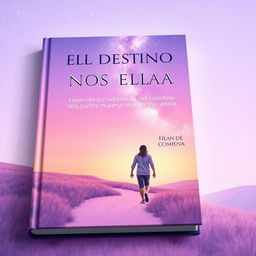 A romantic book cover featuring a couple under a magical lilac sunset sky with stars