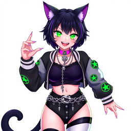 A 27-year-old female nekomata VTuber with a vibrant, expressive design