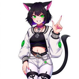 A 27-year-old female nekomata VTuber with a vibrant, expressive design