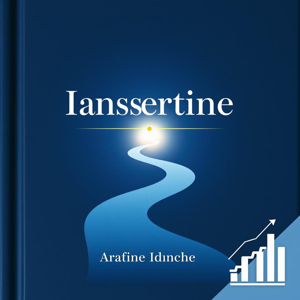 A professional and confident background in dark blue tones featuring a winding path leading to a bright horizon, symbolizing transformation and growth