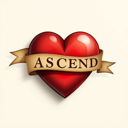 A 2D illustration of a heart symbol adorned with a vintage ribbon that resembles aged paper, wrapping across the heart