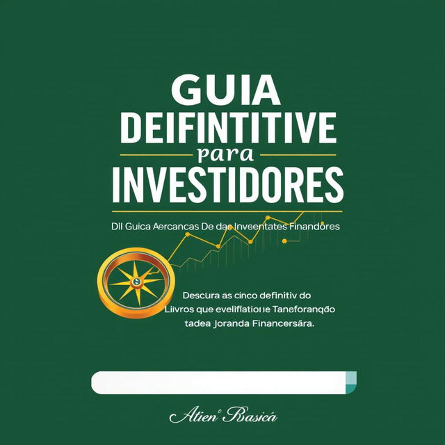 A comprehensive guidebook cover design for "O Guia Definitivo para Investidores: Do Iniciante ao Expert" with the subtitle "Descubra as Cinco Séries de Livros que Transformarão sua Jornada Financeira"