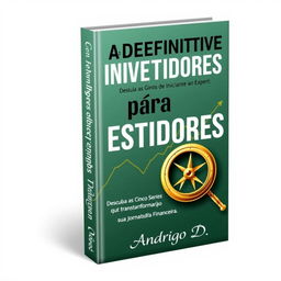 A comprehensive guidebook cover design for "O Guia Definitivo para Investidores: Do Iniciante ao Expert" with the subtitle "Descubra as Cinco Séries de Livros que Transformarão sua Jornada Financeira"