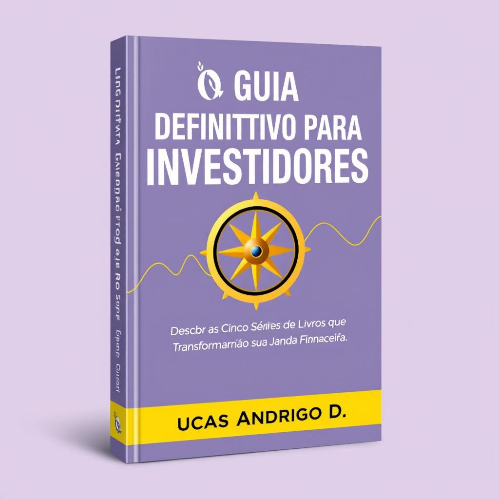 A comprehensive guidebook cover design for "O Guia Definitivo para Investidores: Do Iniciante ao Expert" with the subtitle "Descubra as Cinco Séries de Livros que Transformarão sua Jornada Financeira"