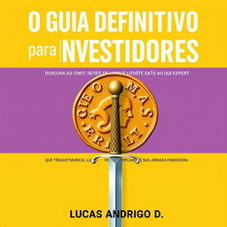 A captivating guidebook cover design for "O Guia Definitivo para Investidores: Do Iniciante ao Expert" with the subtitle "Descubra as Cinco Séries de Livros que Transformarão sua Jornada Financeira"