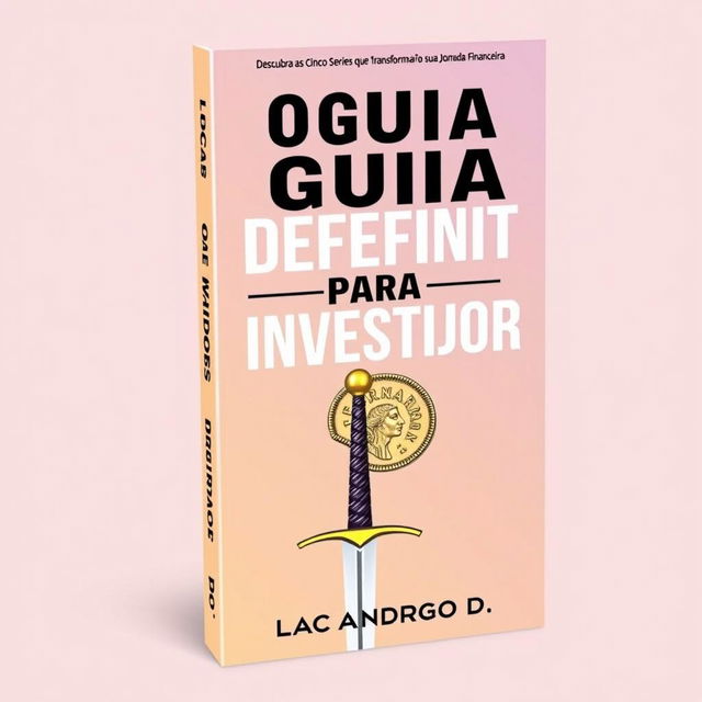 A captivating guidebook cover design for "O Guia Definitivo para Investidores: Do Iniciante ao Expert" with the subtitle "Descubra as Cinco Séries de Livros que Transformarão sua Jornada Financeira"