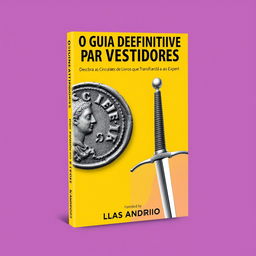 An eye-catching guidebook cover design for "O Guia Definitivo para Investidores: Do Iniciante ao Expert" with the subtitle "Descubra as Cinco Séries de Livros que Transformarão sua Jornada Financeira"