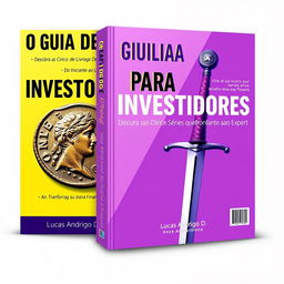 An eye-catching guidebook cover design for "O Guia Definitivo para Investidores: Do Iniciante ao Expert" with the subtitle "Descubra as Cinco Séries de Livros que Transformarão sua Jornada Financeira"