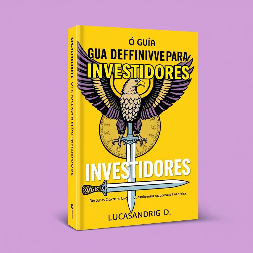 Design a sophisticated guidebook cover for "O Guia Definitivo para Investidores: Do Iniciante ao Expert" featuring the subtitle "Descubra as Cinco Séries de Livros que Transformarão sua Jornada Financeira"