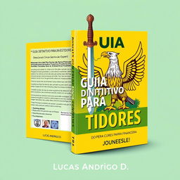 Create a compelling guidebook cover for "O Guia Definitivo para Investidores: Do Iniciante ao Expert" with the subtitle "Descubra as Cinco Séries de Livros que Transformarão sua Jornada Financeira"