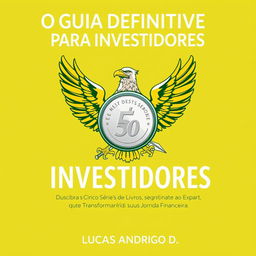 Craft a compelling cover for "O Guia Definitivo para Investidores: Do Iniciante ao Expert" with the subtitle "Descubra as Cinco Séries de Livros que Transformarão sua Jornada Financeira"