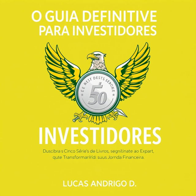 Craft a compelling cover for "O Guia Definitivo para Investidores: Do Iniciante ao Expert" with the subtitle "Descubra as Cinco Séries de Livros que Transformarão sua Jornada Financeira"