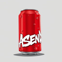 A 2D illustration of a red soda can featuring white graffiti-style text with the word "ASCEND" prominently displayed