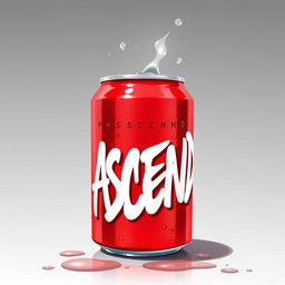 A 2D illustration of a red soda can featuring white graffiti-style text with the word "ASCEND" prominently displayed