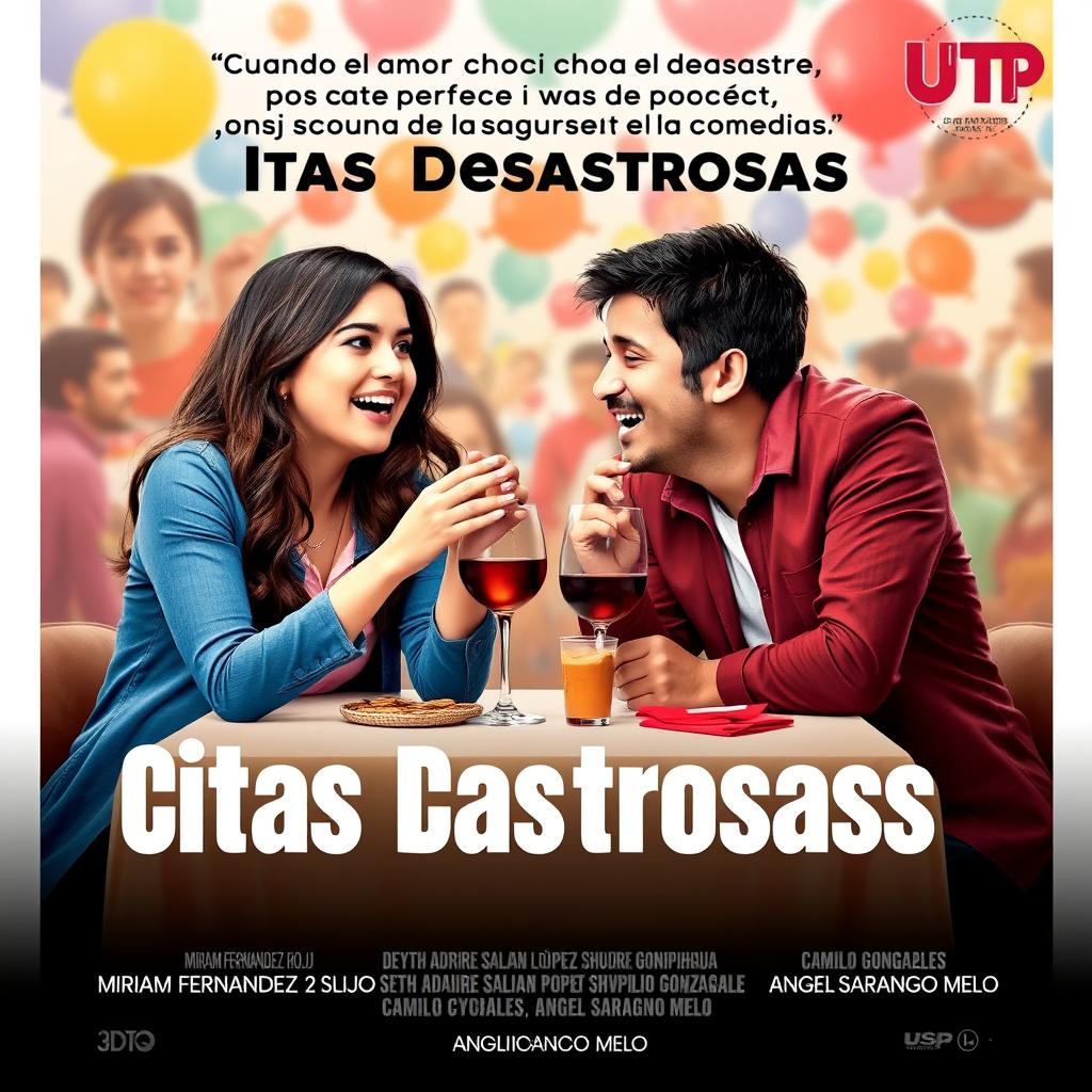 A movie poster for "Citas Desastrosas", featuring the tagline "Cuando el amor choca con el desastre, solo puede surgir la comedia