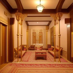 A 6m x 5m salon integrated with a culturally rich Majlis, showcasing a blend of comfort and timeless elegance flaunted through its decor and layout.