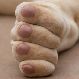 A close-up, highly detailed image capturing the paws of a dog.