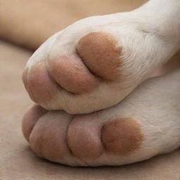 A close-up, highly detailed image capturing the paws of a dog.