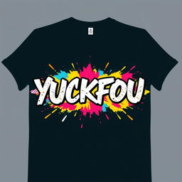 A stylish t-shirt design featuring prominently the bold text 'YUCKFOU' in an edgy, graffiti-style font