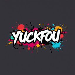 A stylish t-shirt design featuring prominently the bold text 'YUCKFOU' in an edgy, graffiti-style font