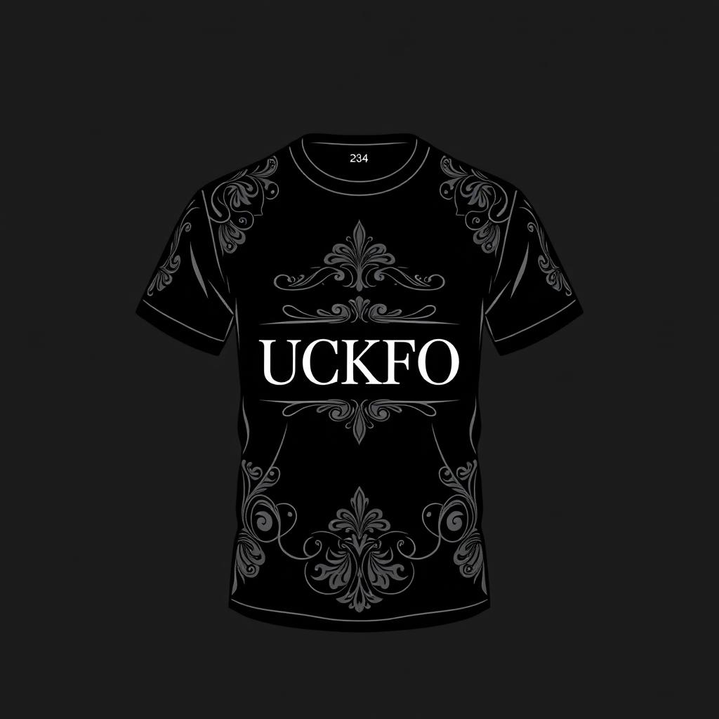 An elegant black t-shirt design featuring the word 'YUCKFOU' in a sophisticated and stylish font