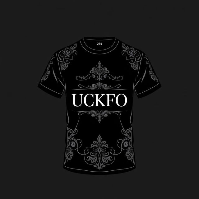 An elegant black t-shirt design featuring the word 'YUCKFOU' in a sophisticated and stylish font