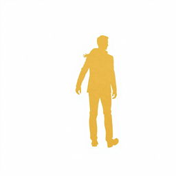 gold silhouettes of a man and a woman walking hand in hand on a white background