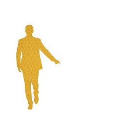 gold silhouettes of a man and a woman walking hand in hand on a white background