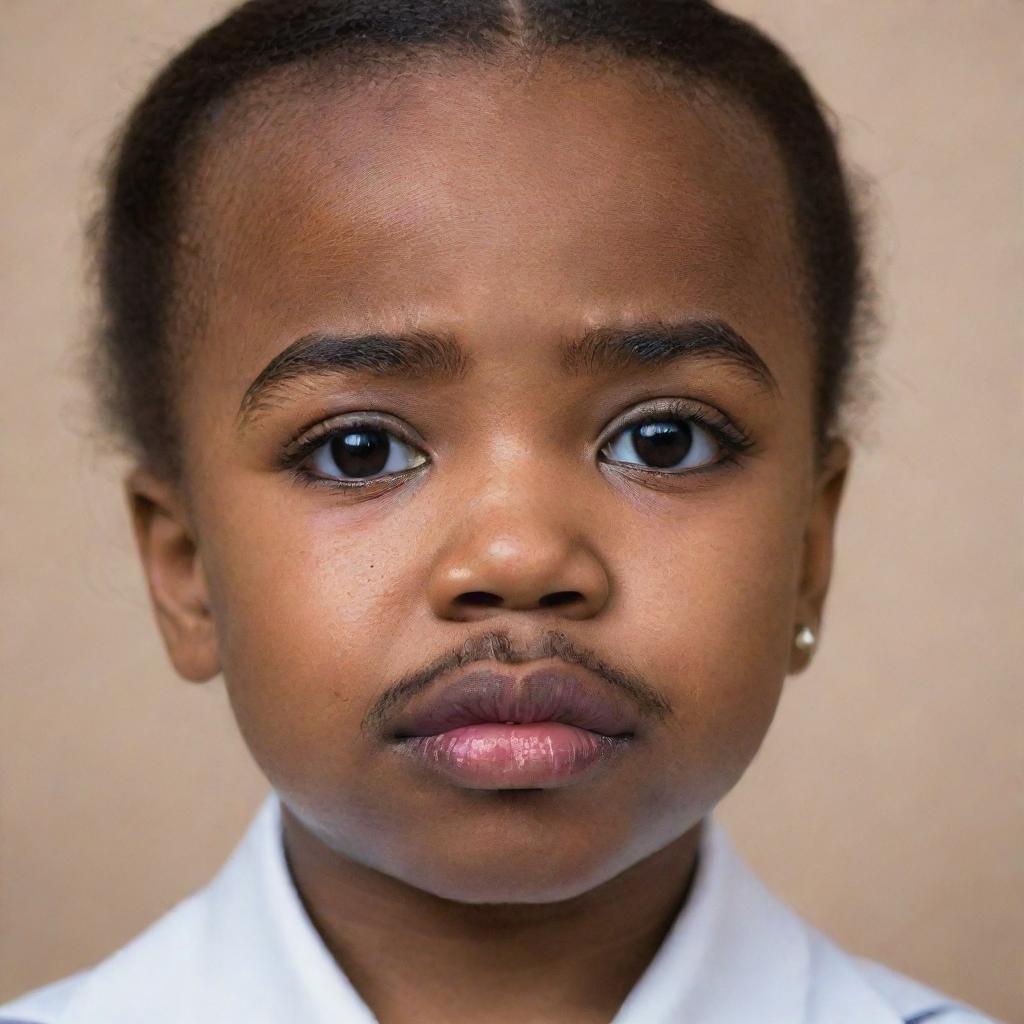 A young girl with features reminiscent of Steve Harvey, displaying an expression of sadness and shedding tears.