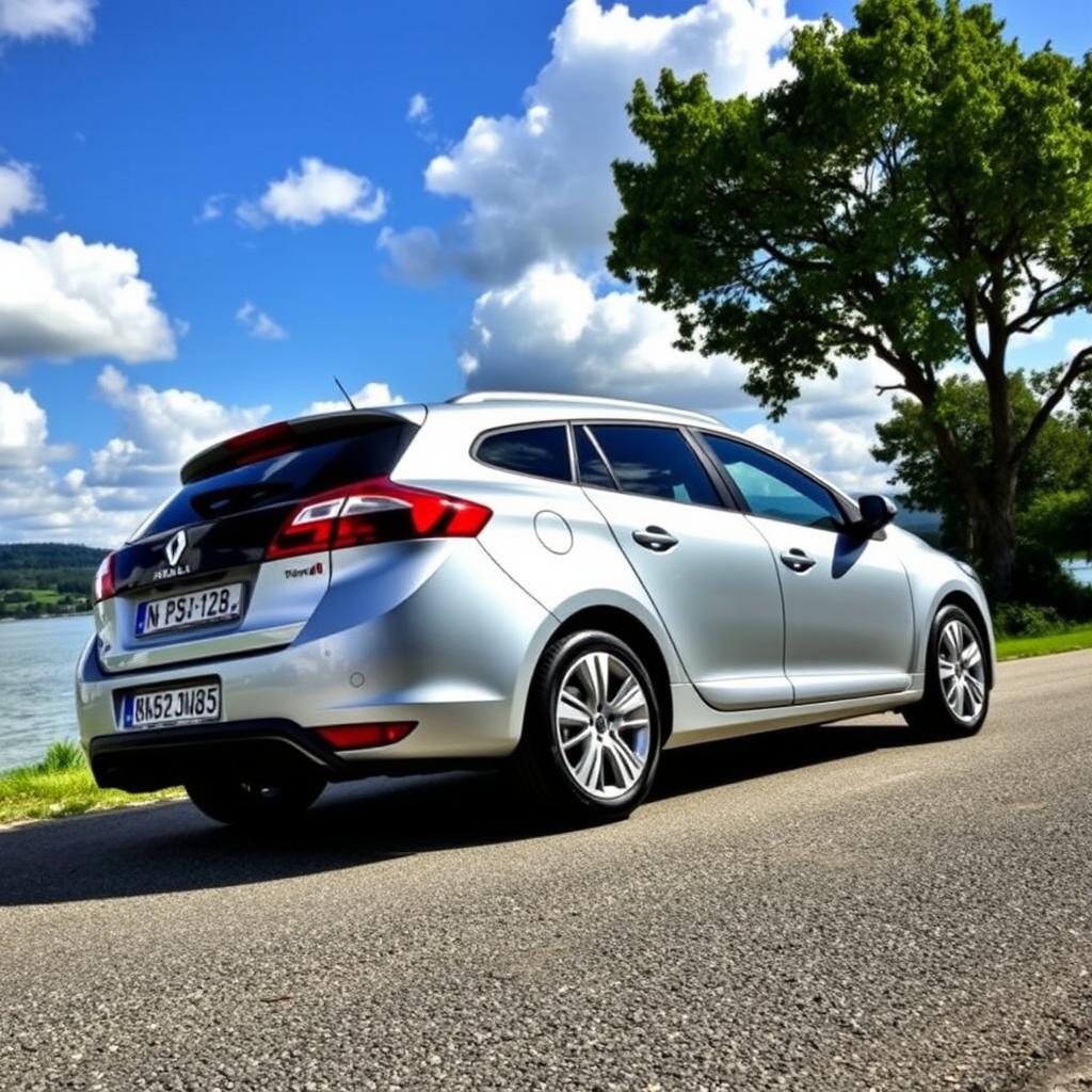 A 2009 Renault Megane 3 Sport Tourer parked stylishly by a scenic lakeside