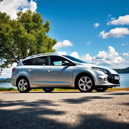 A 2009 Renault Megane 3 Sport Tourer parked stylishly by a scenic lakeside