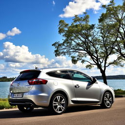 A 2009 Renault Megane 3 Sport Tourer parked stylishly by a scenic lakeside