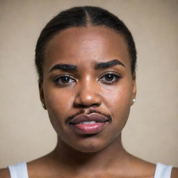 A portrait of a teenage girl who bears a striking resemblance to Steve Harvey, with tears streaking down her face showcasing an emotional display.