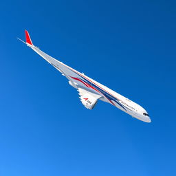 An Airbus A350-900 aircraft in a captivating livery of red, white, and blue colors