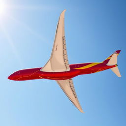 An Airbus A350-900 airplane adorned in vibrant red and yellow colors