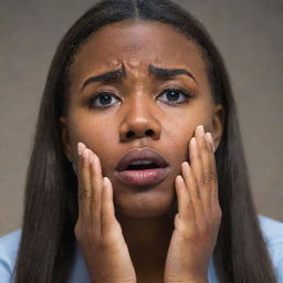 A teenage girl with features distinctly reminiscent of Steve Harvey, displaying intense emotion, with tears streaming down her face.