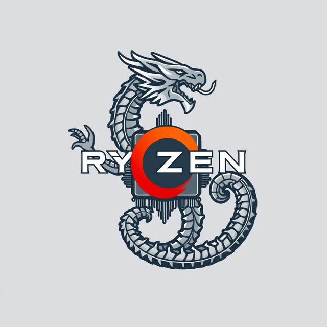 Logo for the Ryzen Technical Informatics Class of 2023 incorporating elements of a Ryzen chipset and a Hydra with one dominant head symbolizing leadership