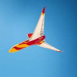 An Airbus A350-900 airplane adorned in vibrant red and yellow colors