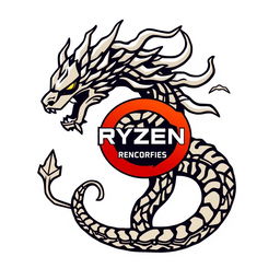 Logo for the Ryzen Technical Informatics Class of 2023 featuring a stylized Ryzen chipset integrated with a Hydra having a total of nine heads, where one head stands out as the leader